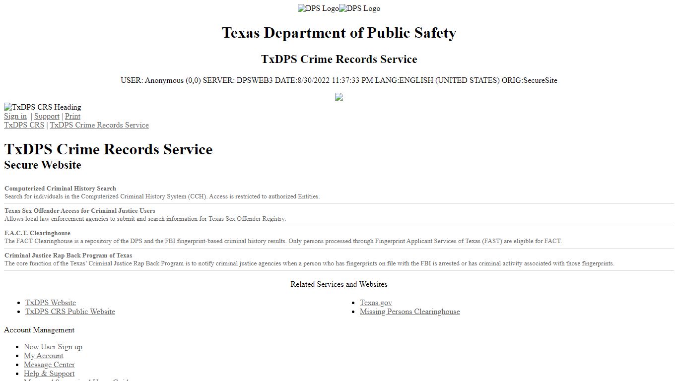 Home | TxDPS Crime Records Division - Texas